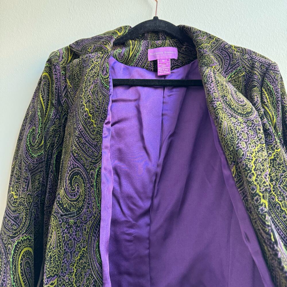 Suzanne Somers Velvet Paisley Print Trench Coat - 10 - Picture 7 of 12